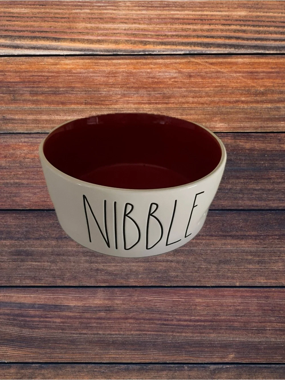 “Nibble” Large Ceramic Bowl - Cream with Bright Red (see photos, note)